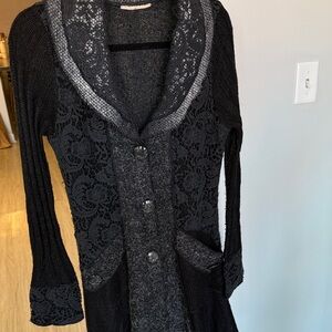 Elegant Black Lace Cardigan Dress